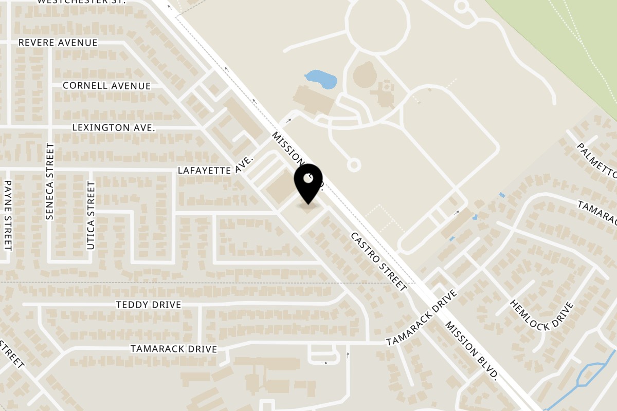 Map showing the location of Los Platanares on 32681 Mission Blvd in Hayward